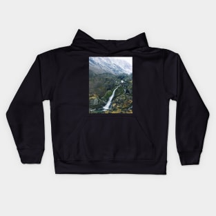 Norwegian Mountainside Waterfall Briksdalsbreen Kids Hoodie